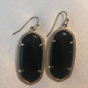 Elle Gold Drop Earrings in Black